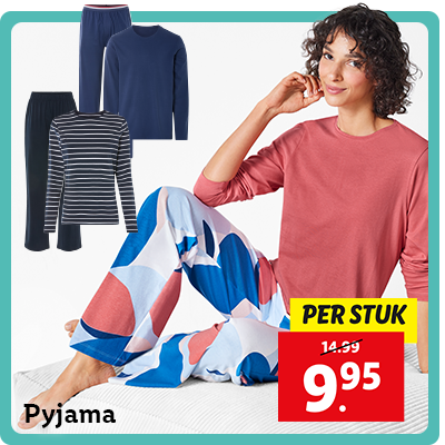 Dames pyjama: van 14.99 nu voor 9.95