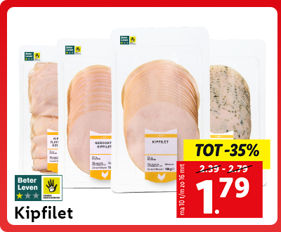 Tot 35% korting: Kipfilet nu voor 1.79