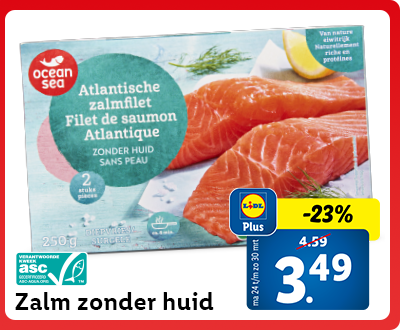 23% korting met Lidl Plus: Zalm zonder huid nu voor 3.49