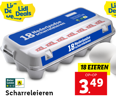 XXL: 18 scharreleieren nu voor 3.49