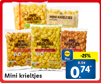 25% korting met Lidl Plus: mini krieltjes nu voor 0.74*