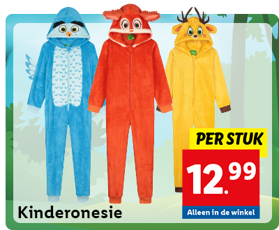 Kinderonesie: nu 12.99 per stuk; alleen in de winkel