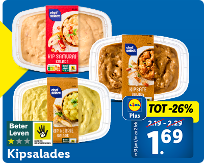 Tot 26% korting met Lidl Plus: Kipsalades nu voor 1.69