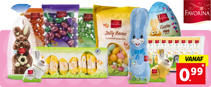 Favorina paaslekkernijen vanaf 0.99*