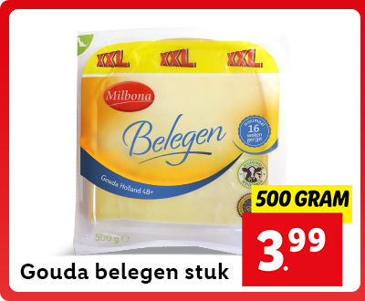 Gouda belegen stuk: 500 gram voor 3.99