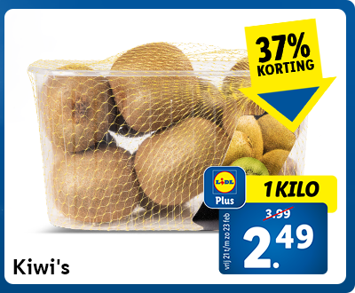 37% korting met Lidl Plus: 1 kilo kiwi's nu voor 2.49