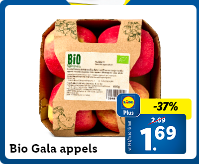 37% korting met Lidl Plus: Bio Gala appels voor 1.69