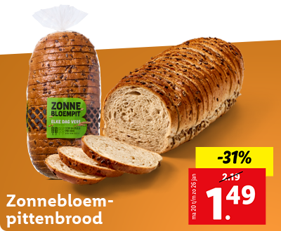 31% korting op zonnebloempittenbrood: nu voor 1.49