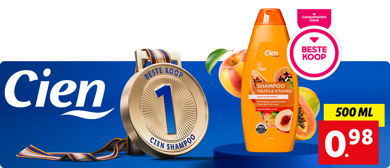 Cien Sun shampoo: 500ml voor 0.89 en bekroond door de Consumentenbond als beste koop