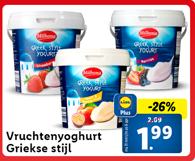 26% korting met Lidl Plus: vruchtenyoghurt Griekse stijl nu voor 1.99