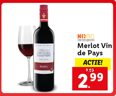 Merlot Vin de Pays: 1 fles voor 2.99