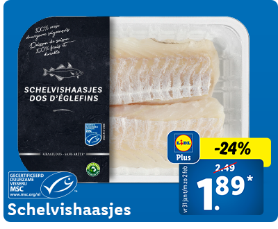 24% korting met Lidl Plus: Schelvishaasjes nu voor 1.89*