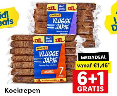 Megadeal: koekrepen 6+1 nu vanaf 1,46*