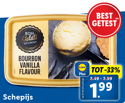 Tot 33% korting met Lidl Plus: Best getest** schepijs nu voor 1.99