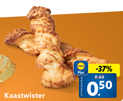 37% korting met Lidl Plus: Kaastwister nu voor 0.50 per stuk