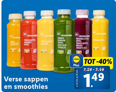 Tot 40% korting met Lidl Plus: Verse sappen en smoothies nu voor 1.49
