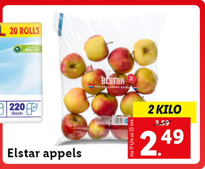 Actie: 2 kilo Elstar appels nu voor 2.49