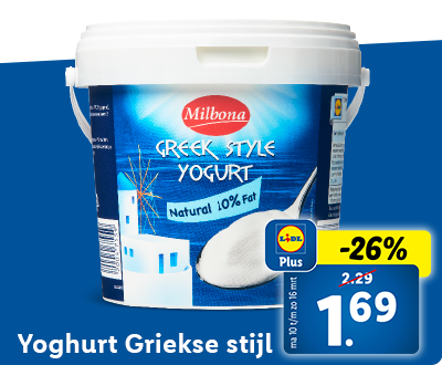 26% korting met Lidl Plus: yoghurt Griekse stijl nu voor 1.69