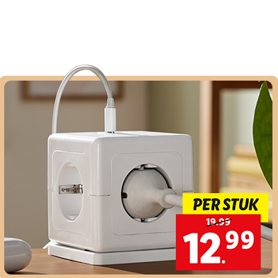 Kubus-stekkerdoos: 12.99 per stuk