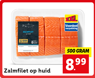 Zalmfilet op huid XXL: 500 gram voor 8.99