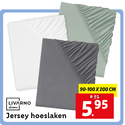 Jersey hoeslaken: 90-100 x 200cm nu voor 5.95
