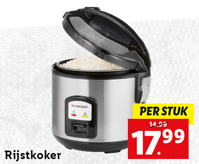Rijstkoker: nu 17.99 per stuk
